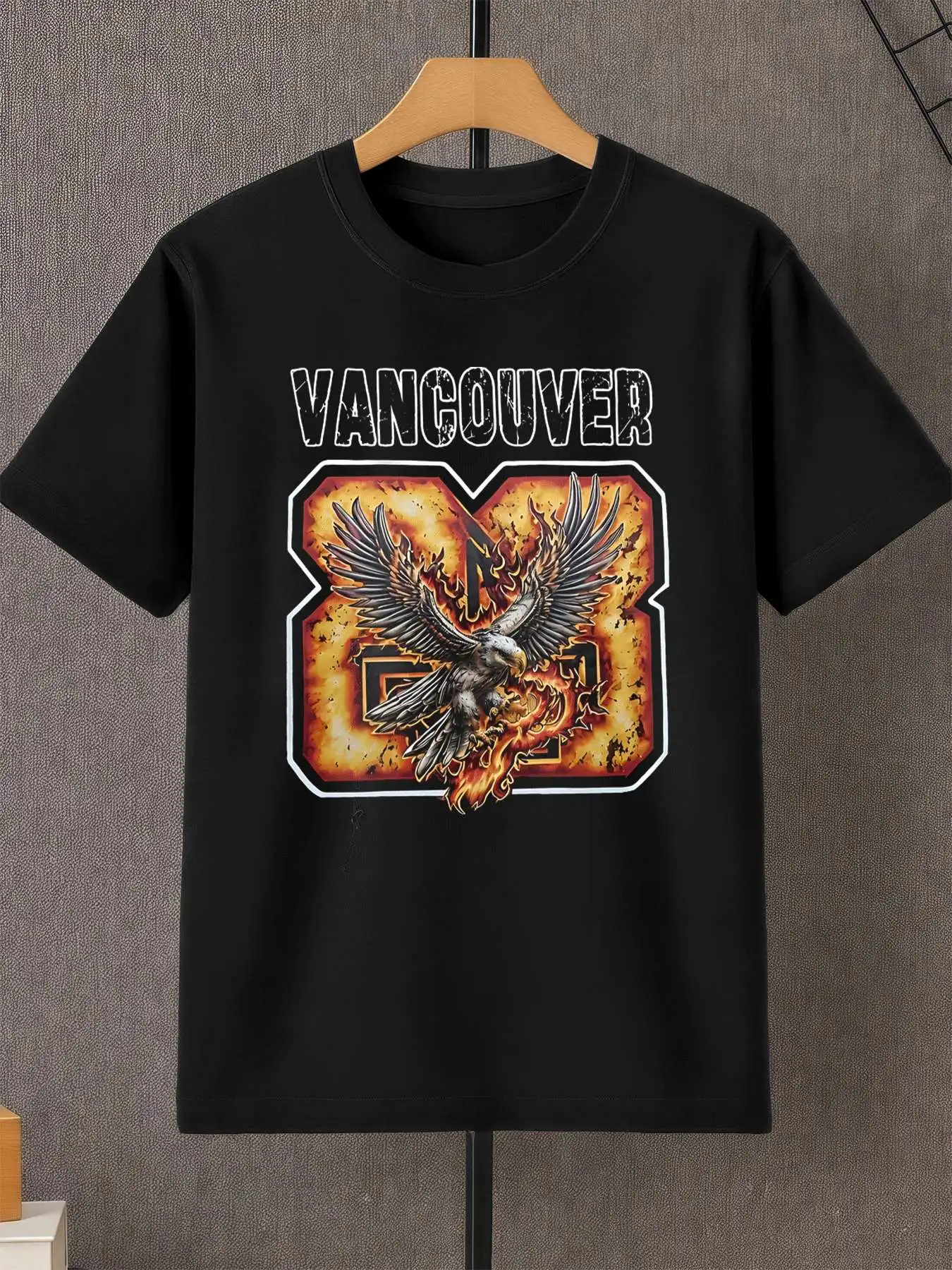 Vancouver Eagle Graphic Tee  Men's 220gsm New Summer Casual Crew Neck Pure Cotton Short-Sleeved T-Shirt