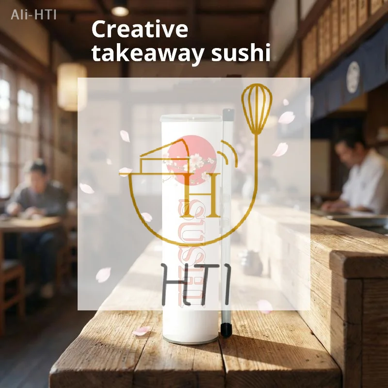 Round Sushi Push Box With Sauce Straw Food Grade Sushi Mold Cone Push Up Paper Bucket Packaging Paper Box Bento Accessories