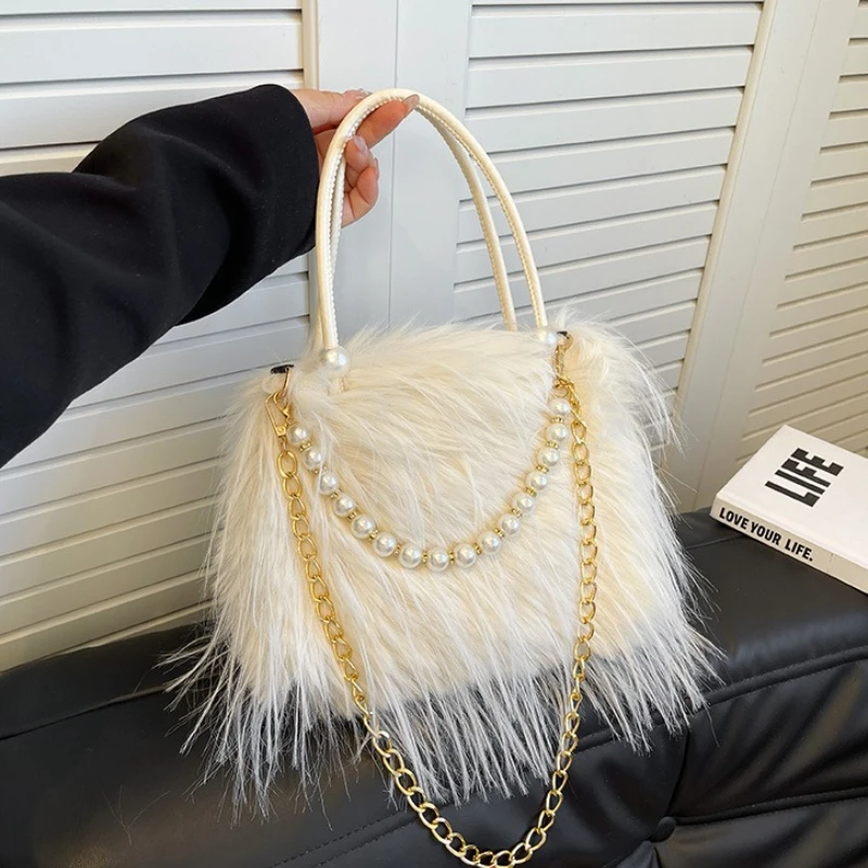 

Модные женские сумки через плечо Сумки на плечо Ручная жемчужная плюшевая квадратная сумка Кошелек и сумки Дизайнерские сумки Сумка 가방