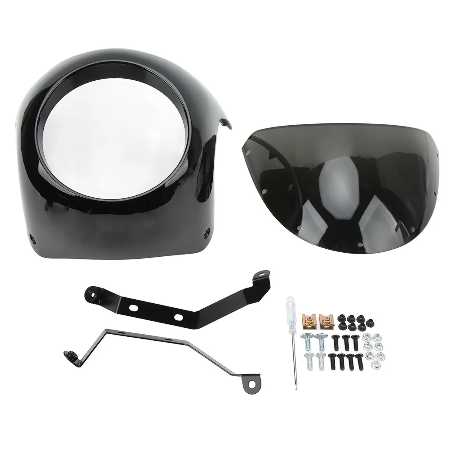 

Motorcycle Headlight Fairing Headlight Fairing Cover Aging Resistant Universal Front 178mm 7in for round Headlights Motorbike
