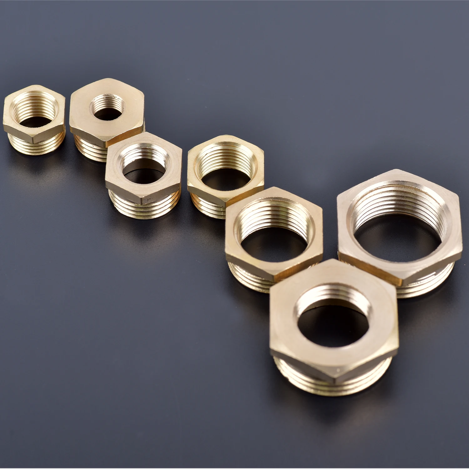 Brass Hex Bushing Reducer Pipe Fitting Male to Female Threaded Reducing Water Tubing Copper Gas Hose Adapter Coupler Connector