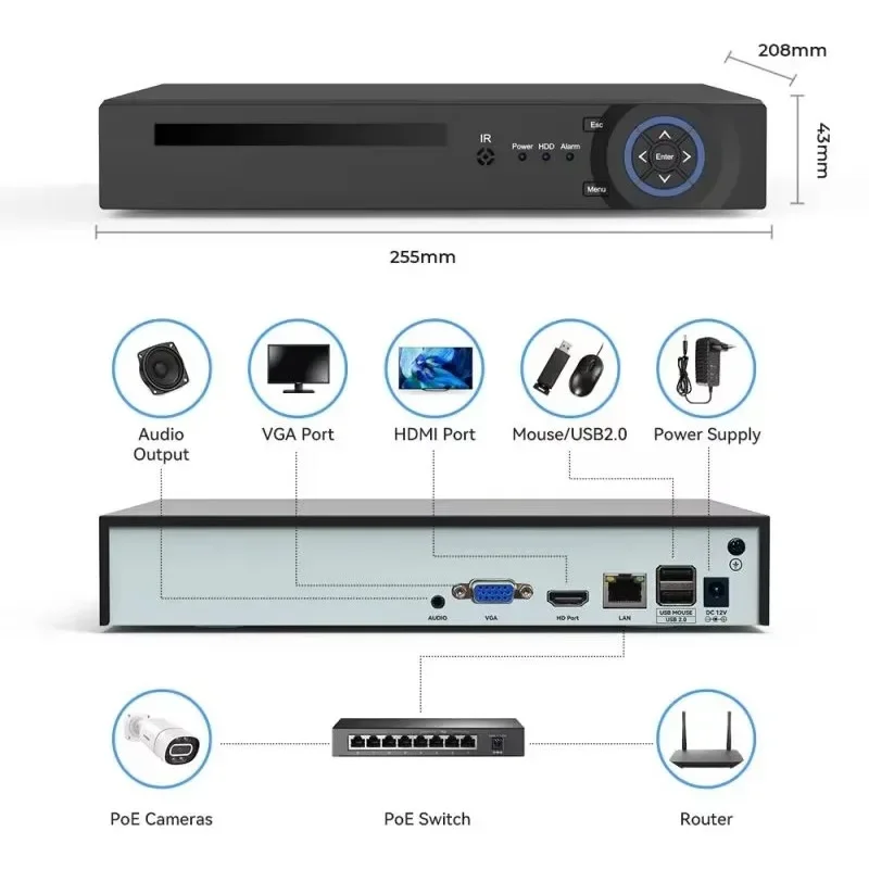 Sistema di telecamere di sicurezza WIFI wireless più votato, buono per telecamere di sorveglianza CCTV per visione notturna esterna domestica e aziendale
