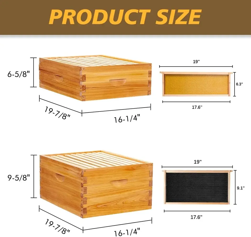 [سعر مخفض، حار بيع! ] خلية نحل Langstroth ذات 10 إطارات مغموسة في شمع العسل بنسبة 100%، خلايا النحل الكاملة ومستلزمات المبتدئين Inc