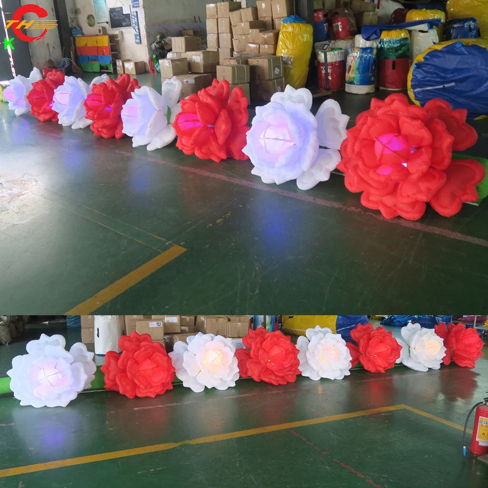 LED lighting 10mL Inflatable Flower Chains Wedding Party Stage Decoration Giant Flower Replica Model