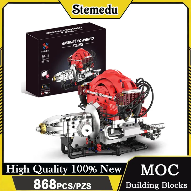 

868PCS Technical Horizontal Opposed Engine Building Blocks Classic Car Simulation Model Motor Drive APP Program DIY Assembly Toy