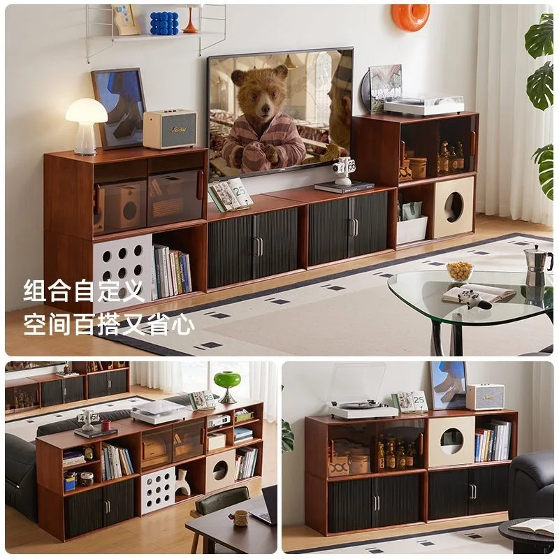 خزانة وحدة جديدة من الخشب الصلب متعددة الوظائف وخزانة تلفزيون مجانية #4