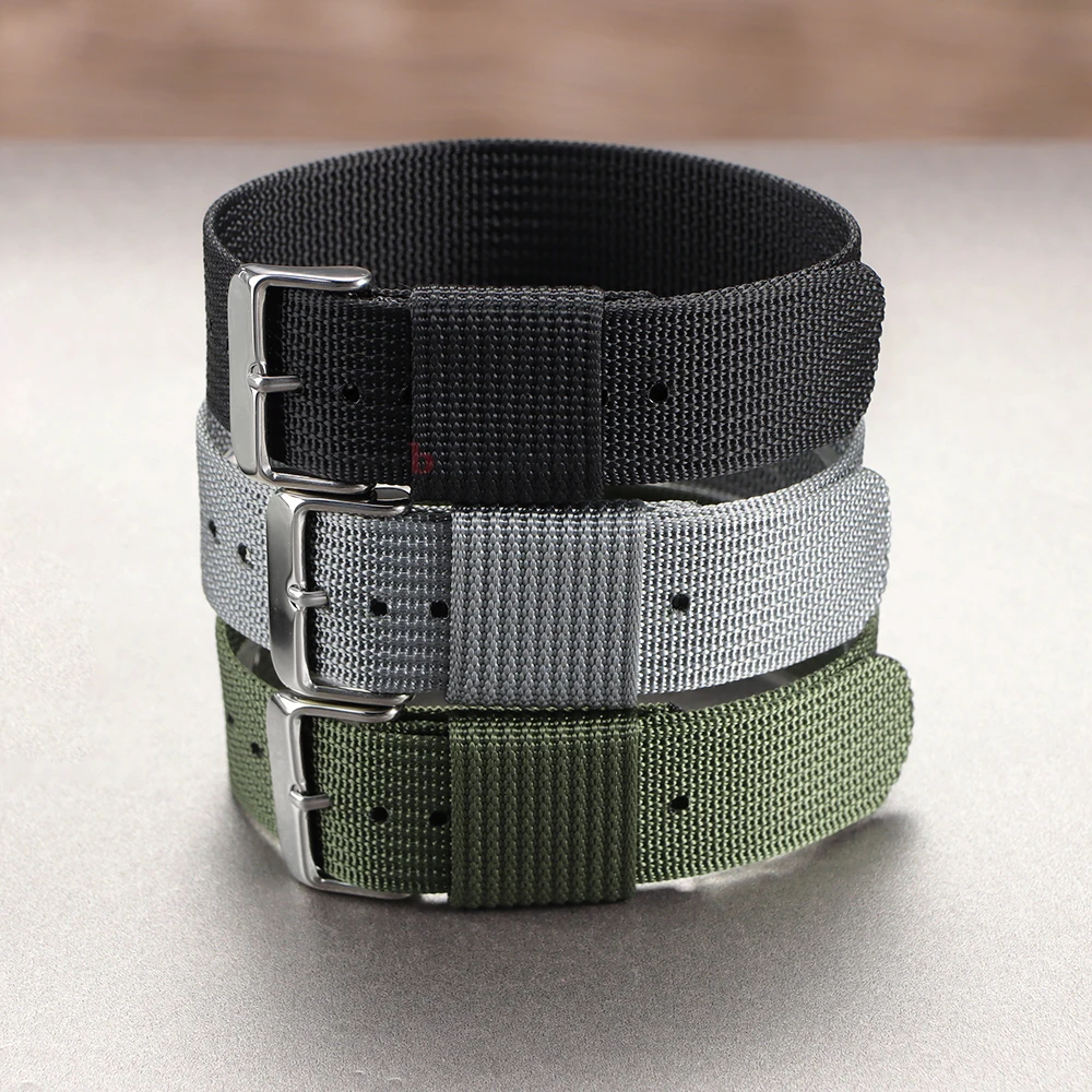 18mm 20mm 22mm ミリタリーリブストラップ セイコー スポーツナイロンバンド Huawei Watch GT5/4/3用 ファブリックウォッチバンド Samsung Galaxy用