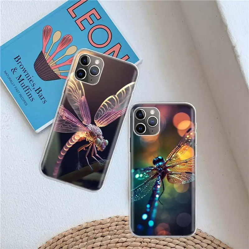 Dragonfly Texture is Realistic Clear Case For iPhone 11 13 14 Pro 15 Pro Max 12 Mini 16 XR X XS Max 7 8 Plus Clear TPU Phon