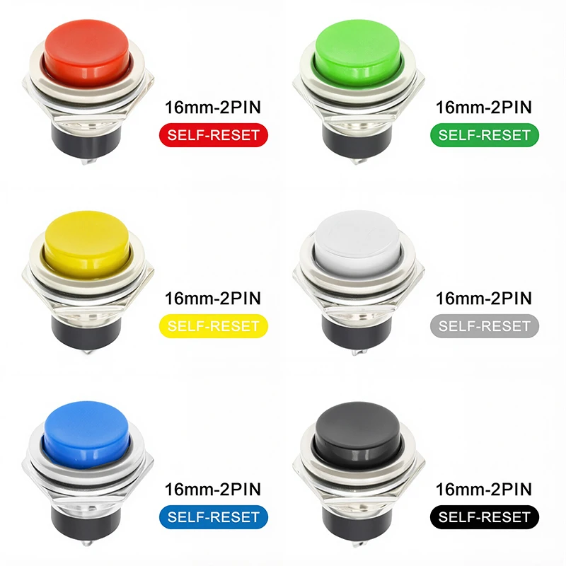 

5/20pcs Momentary Push Button Switch 16mm Momentary Round Switches 2-Pin Switch DS-212 Electric Buttons