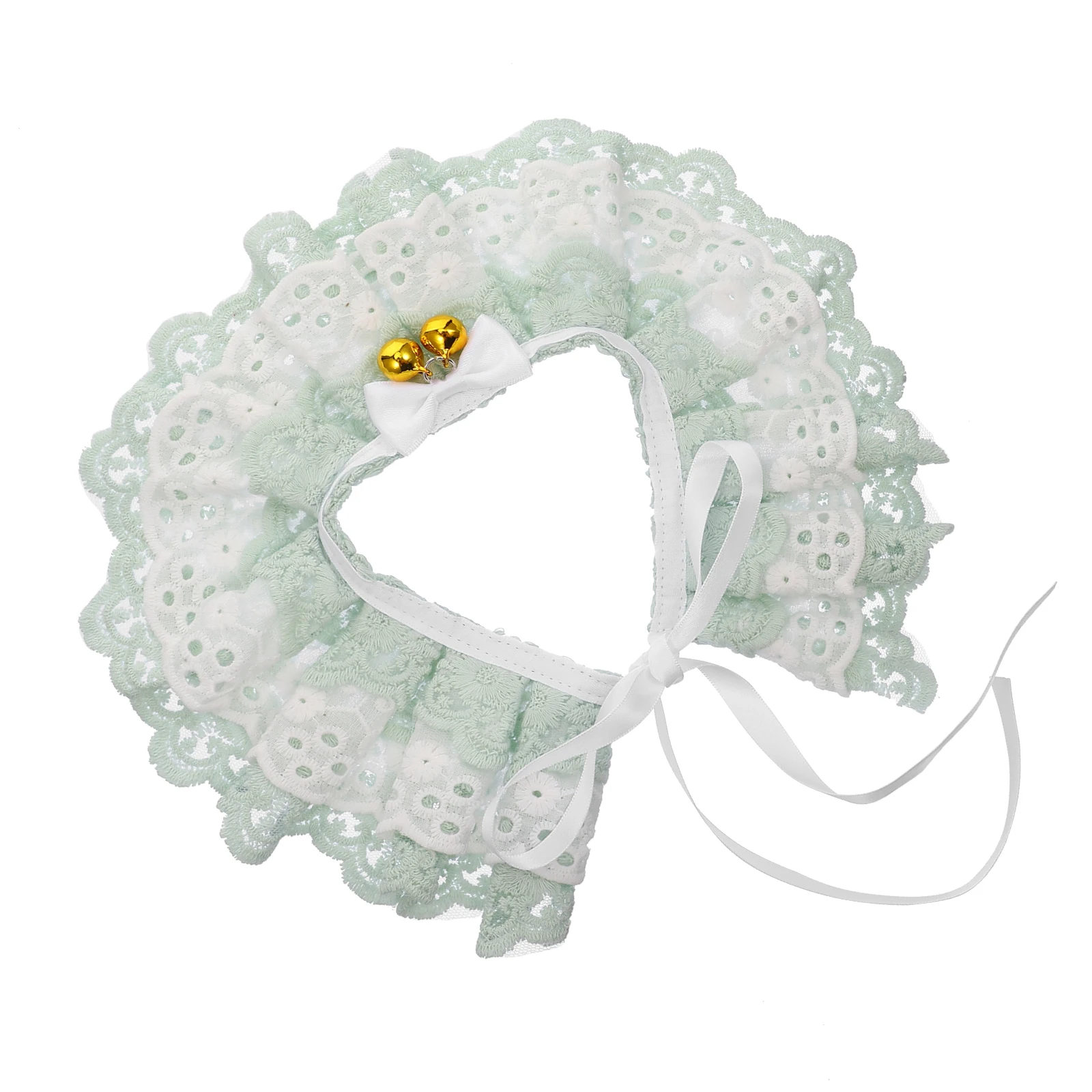 

Cat Scarf Lace Bib Dress Up Collar With Bells Lightweight Comfortable Fabric Pet Costume Accessory For Cats Wedding Birthday