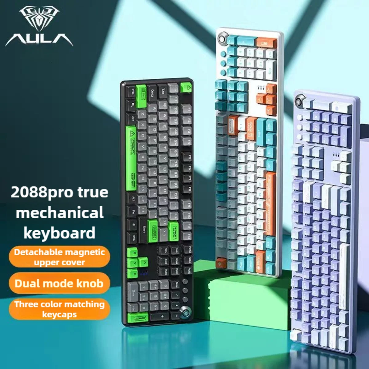 

AULA F2088 Pro Mechanical Keyboard 108 Keys Wired Gaming Keyboard Magnetic Top Cover Multifunctional Knob Gaming Accessories