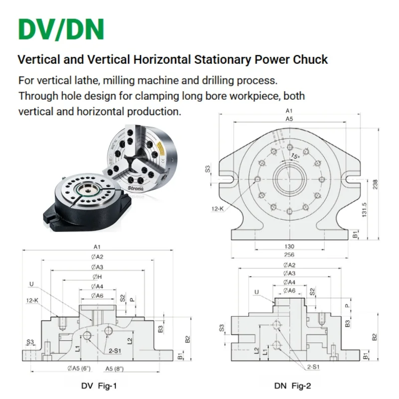 Auto Strong DV DN Vertical Horizontal Power Chuck for CNC Milling Drilling Machining Center