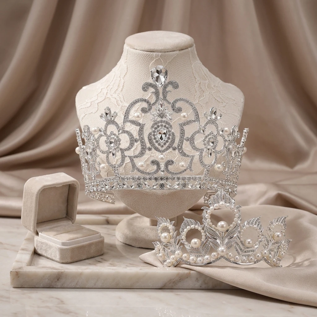 silver-bridal-crown-set-leaf-design-large-crown-combo-for-wedding-ceremony