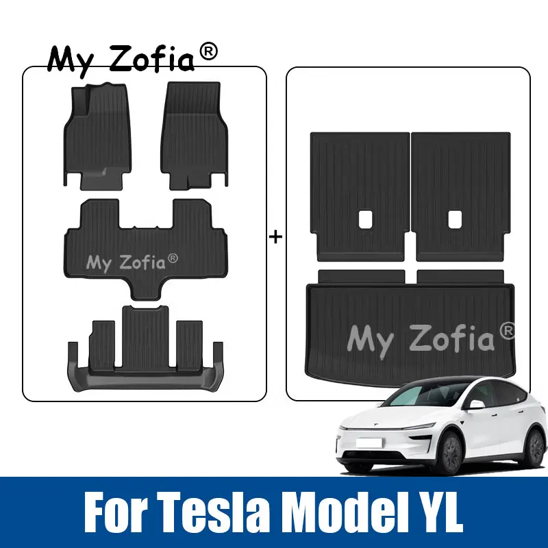 

Коврики для пола автомобиля и багажника для Tesla Model YL 2026 2027, TPE, водонепроницаемые, противоскользящие аксессуары