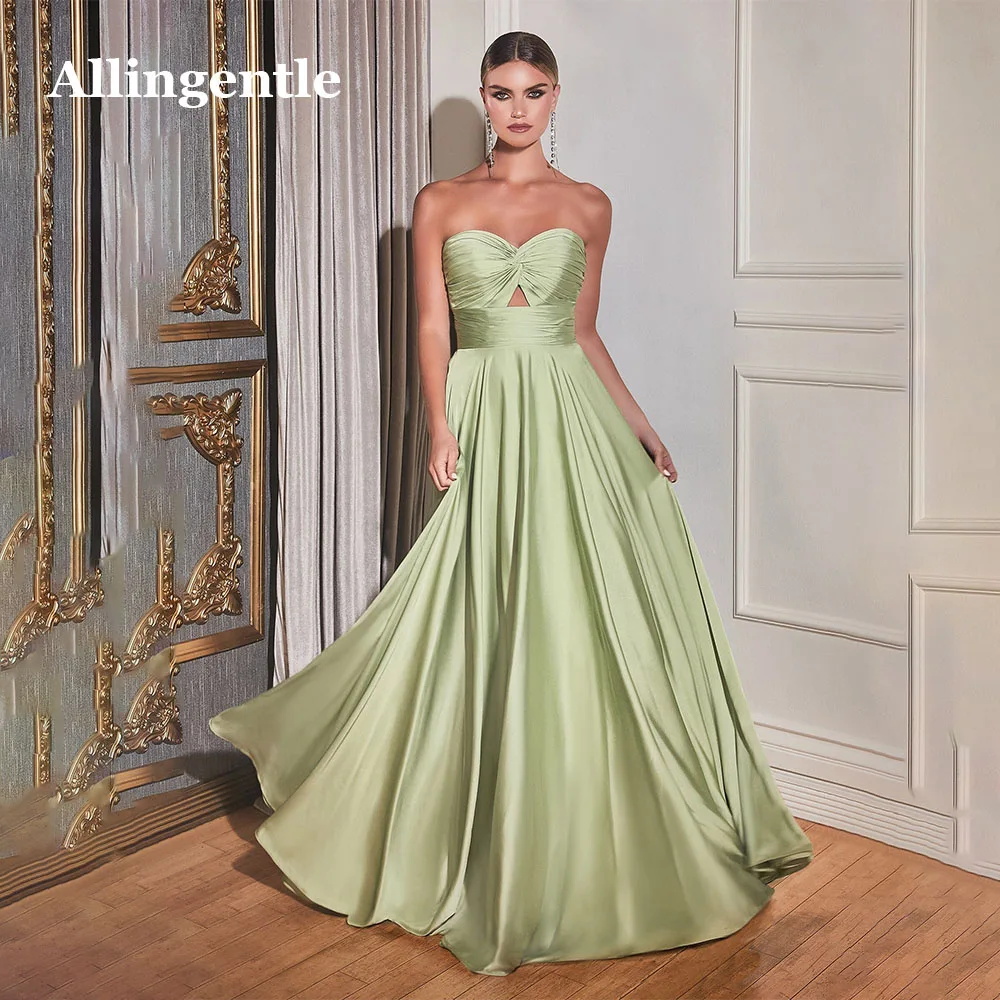 Allingentle Sweetheart Bridesmaid Dress for Wedding Ruched Corset Sleeveless Formal Evening Gowns A-Line Prom Gowns Customized