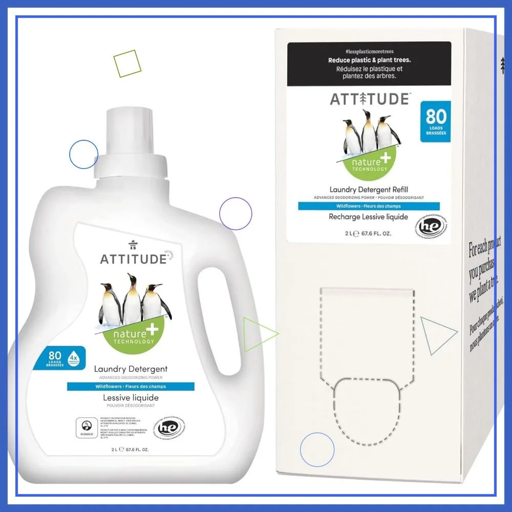 

Plant-Based Laundry Detergent Bundle for Sensitive Skin, Vegan & Eco-Friendly, 80 Loads + Refill