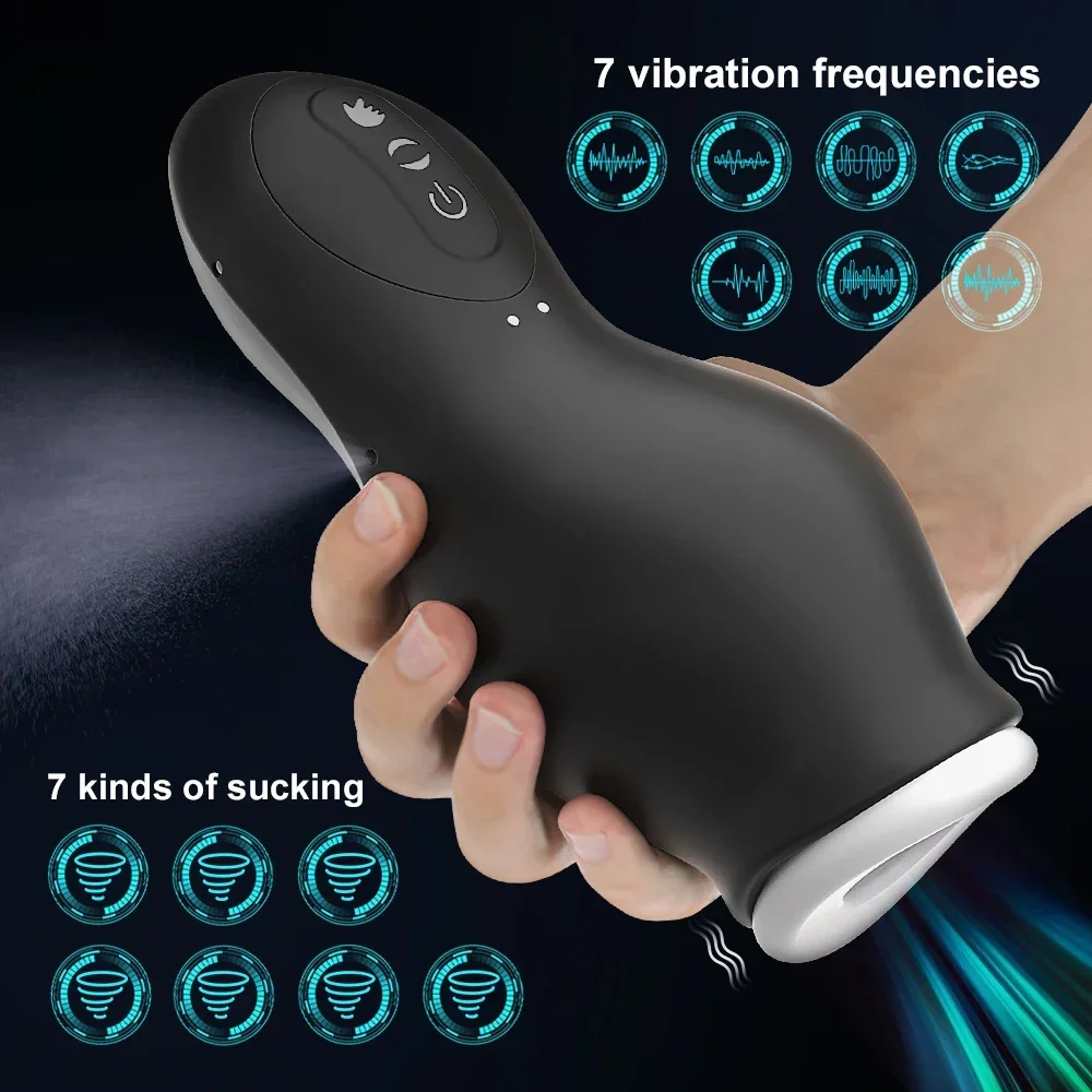 Automatic Male Masturbation Cup Sucking Vibration Penis Oral Machine Suction Blowjob Masturbator Real Vagina Vacuum Sex Toys