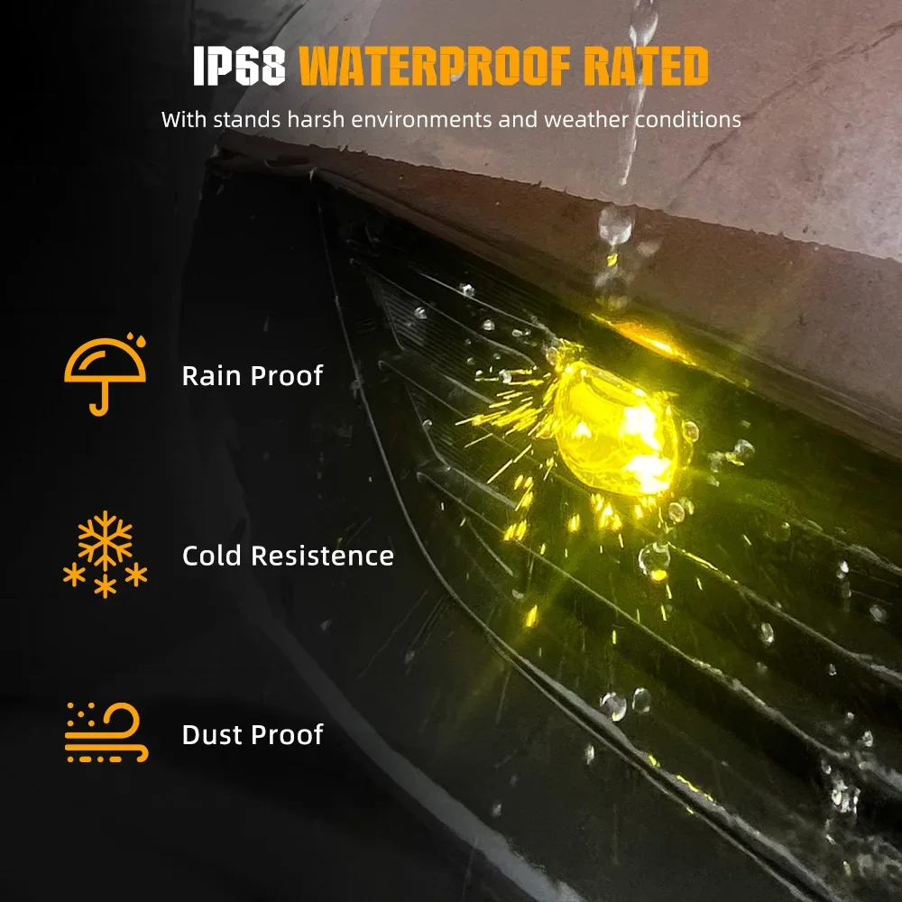Car LED Auxiliary Headlight Spotlight Dual Color White Hi/Lo Beam Bright Driving Fog Light Waterproof Universal for Motorcycle