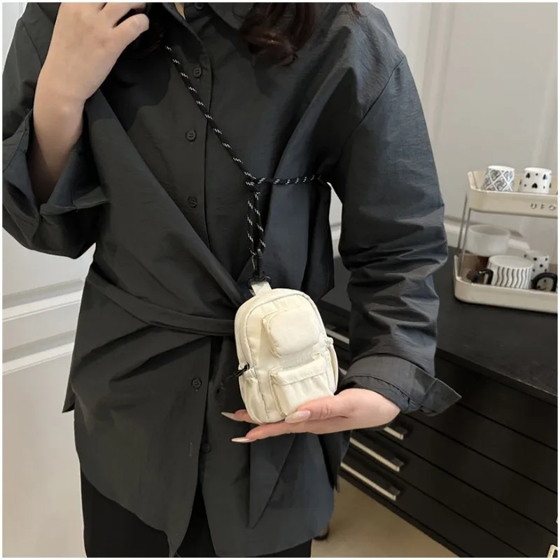

Leisure Multifunctional Hanging Bag Mini Solid Color Shoulder Crossbody Bag With Detachable Hook Fashion Earphone Bag Purse