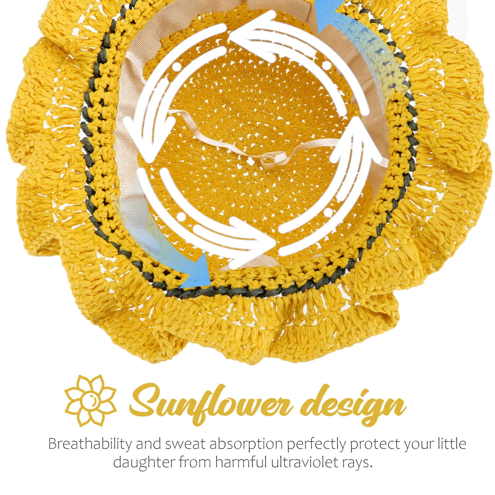 

1Pcs Girls Sunflower Straw Hat Cute Summer Beach Cap Uv Protection Outdoor Wear Kids Sun Hat Summer Cap Kids Beach