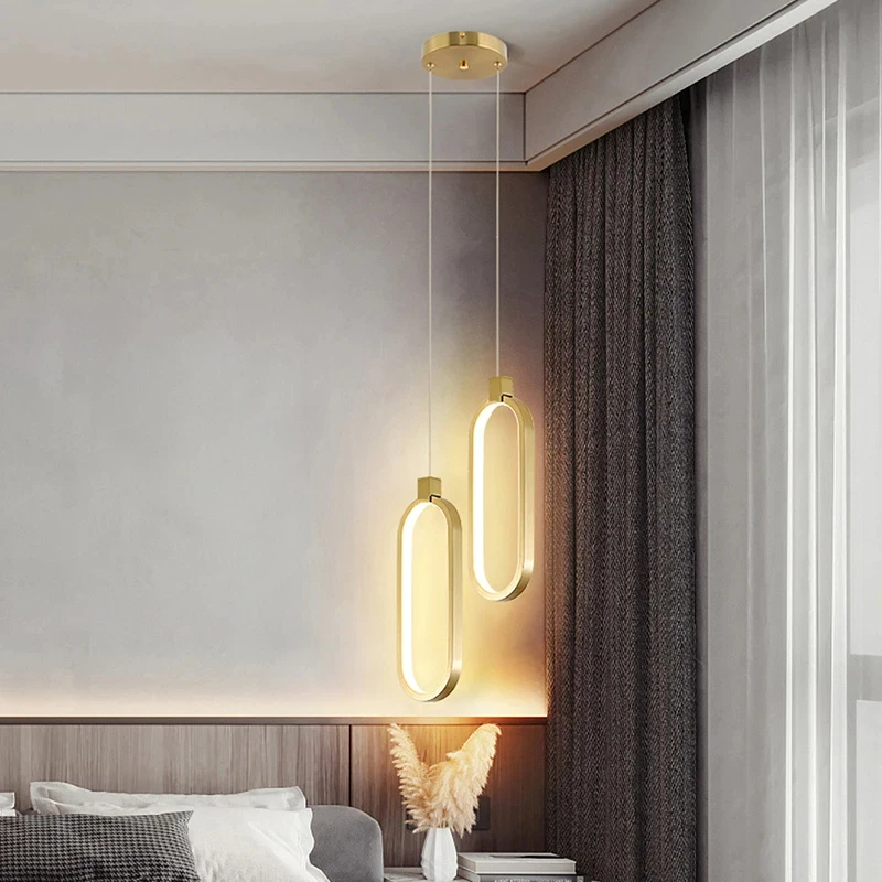 Arte Moderna Minimalista LED Pendant Light, Lustre para Quarto, Restaurante, Sala de estar, Ouro, Preto, Pendurado Lâmpada, Decoração Lustre