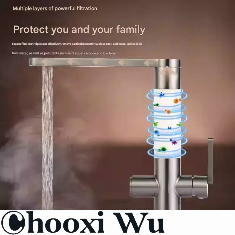 Home Use Kitchen Faucet with Filter Stainless Steel High Flow Table Top Water Purifier Direct Drinking Faucet Single Cold