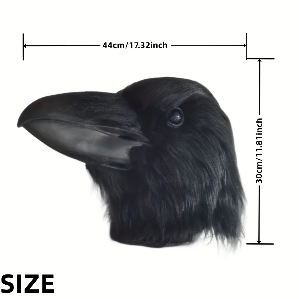 Detailed Craftsmanship Realistic Raven Mask Black Bird with Feathered Texture for Halloween Carnival Role-Playing Costumes