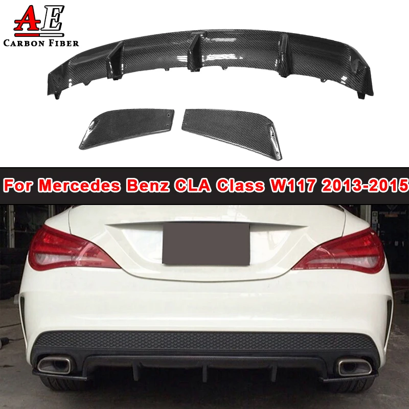 For Mercedes Benz CLA Class W117 2013-2015Year 200 CLA45 Carbon Fiber Rear Bumper Diffuser Lip Spoiler Splitter R Style Body Kit