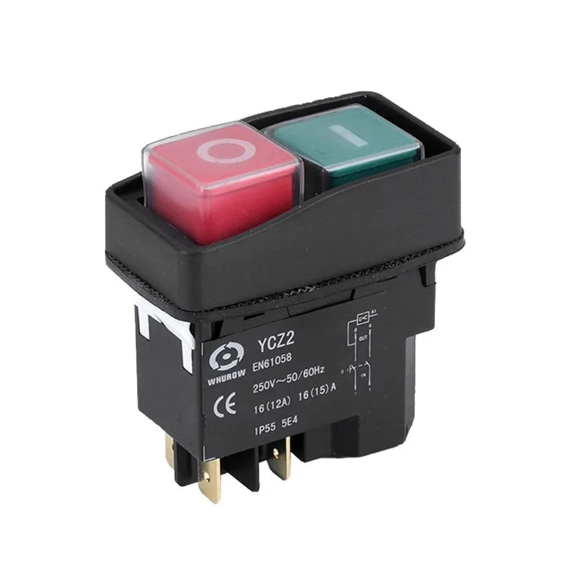 110V/220V  YCZ2 Electromagnetic Switch 4/5 Pin Momentary(Reset) On Off Red/green Push Button Emergency Stop Replace KJD17 view 5