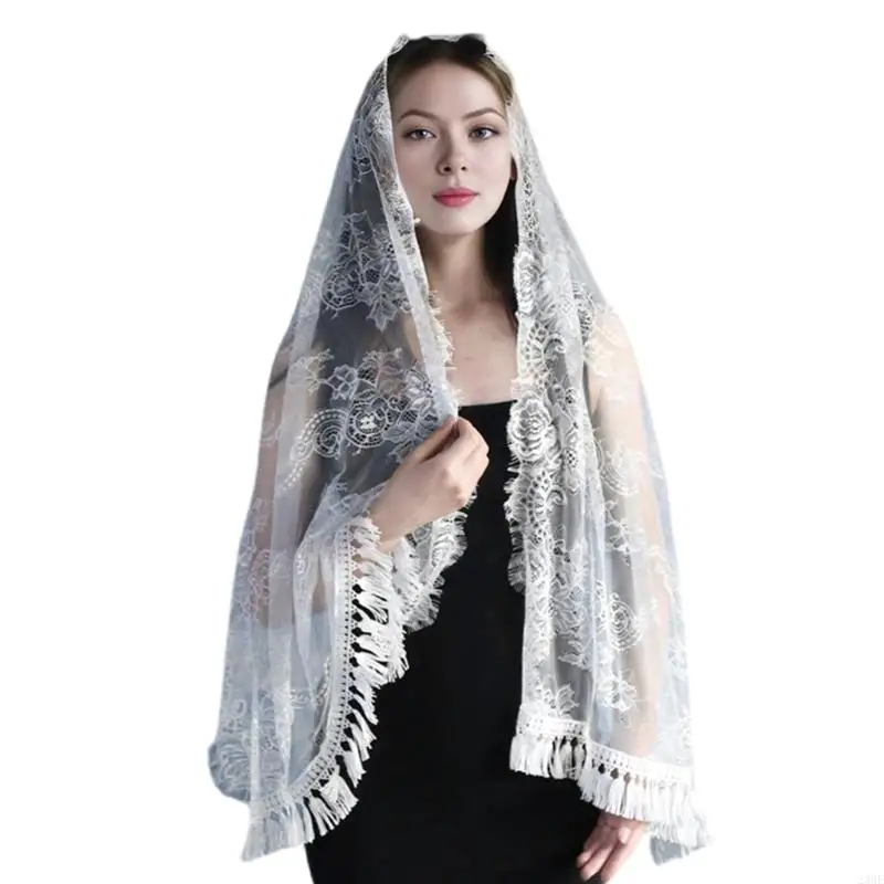 23GE Traditional Lace Veil for Wedding Party Church Bridal Veil Elegant Mantilla Veil