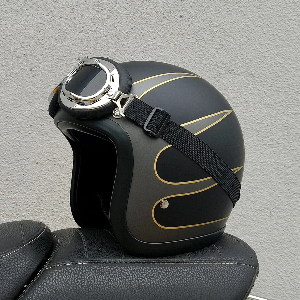 New Design Retro TT&COCASCOS Cafe Racer 500TX Motorcycle Helmet Open Face Light Weight Fiberglass Helmet with Goggle