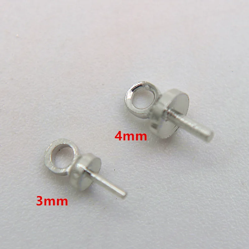50-100pcs 3/4/5/6/8mm Brass Eye Pin Pearl Pendant Charm Connector Bail For  Diy Jewelry Making