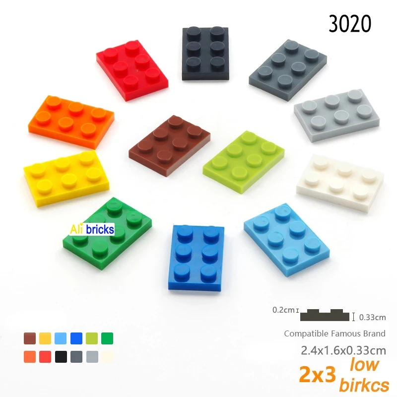 20pcs DIY Blocks Building Bricks 2X3 Educational Assemblage Construction 3021 Thin Figure Bricks For Children Compatible Brand