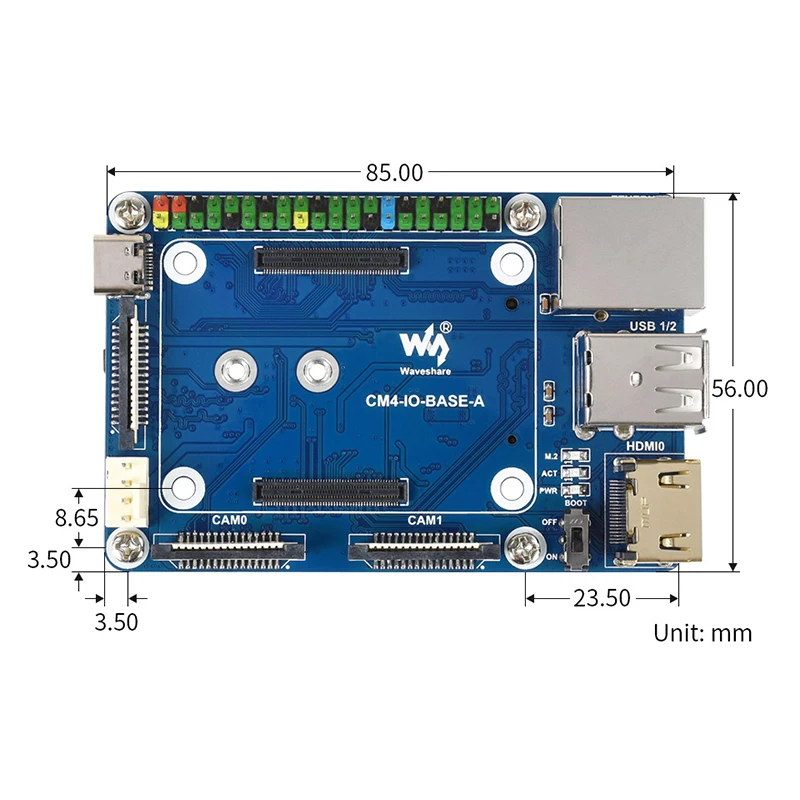 Мини-основа плата (A) для вычислительного модуля Raspberry Pi, 4-разъем для вычислительной платы CSI/DSI/RTC/FAN/USB/RJ45, слот Gigabit Ethernet/M.2 для CM4