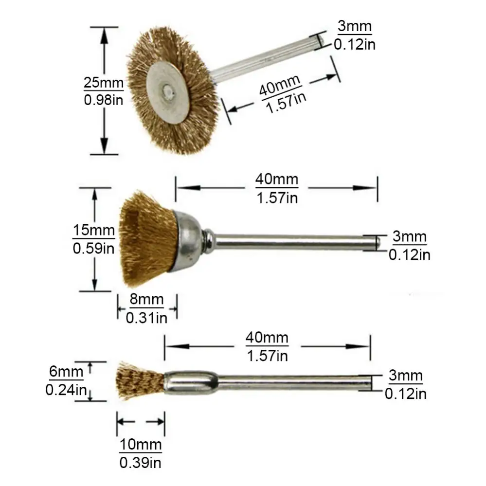 45pcs Gold Wire Brush Pen / Bowl / Parallel Type Small Brush Removal Rust Rotary Tool for Drill Polishing Grinding Wheel