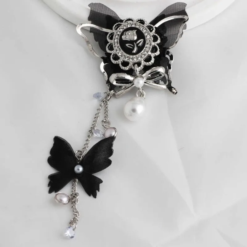 

fancy beads for jewelry making Alloy black bow tassel pearl beads diamond ball straight hole beads DIY mobile phone or bag chain