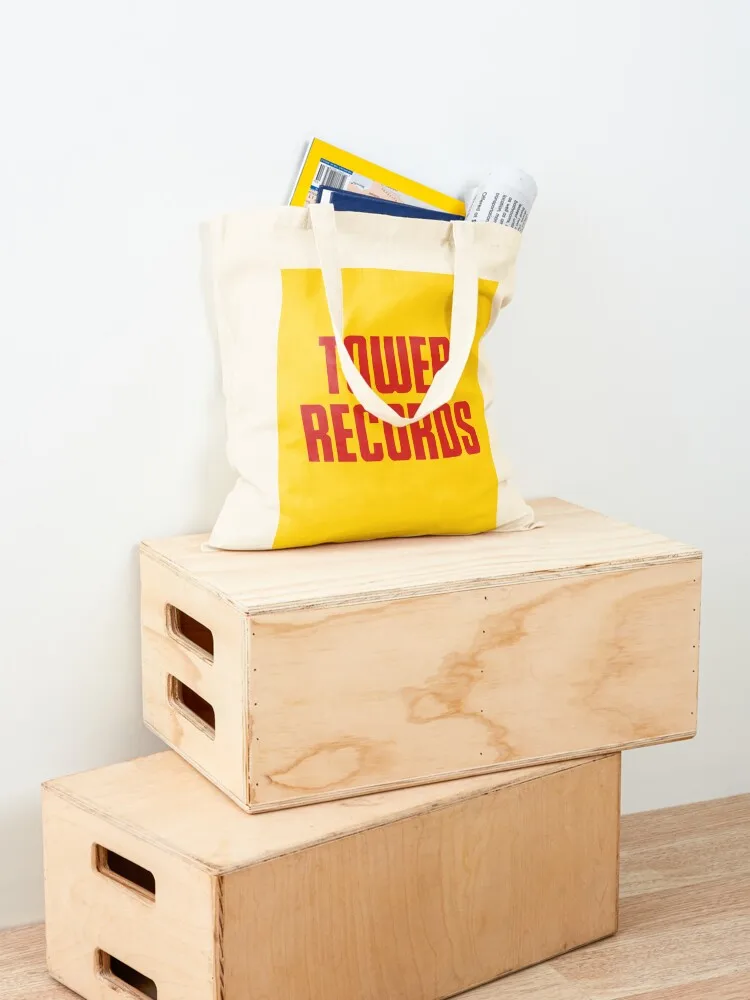 Tower Records' logo (yellow background) (1960s - 2000s) Tote Bag cute pouch bag Lady bag great custom canvas