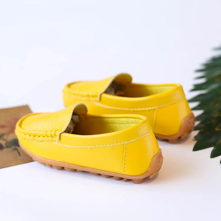 Kids'Casual Shoes Solid Color PU Leather Fashion Spring Flat Shoes For Children Anti-slip Black White Shoes Size 21-36