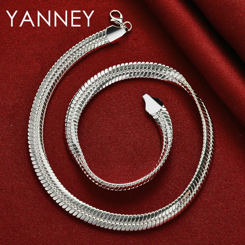 925 Sterling Silver 8MM 18 Inches Luxury Hip Hop Snake Chain Necklace For Men Women Fashion Gifts Jewelry Wedding Accessories