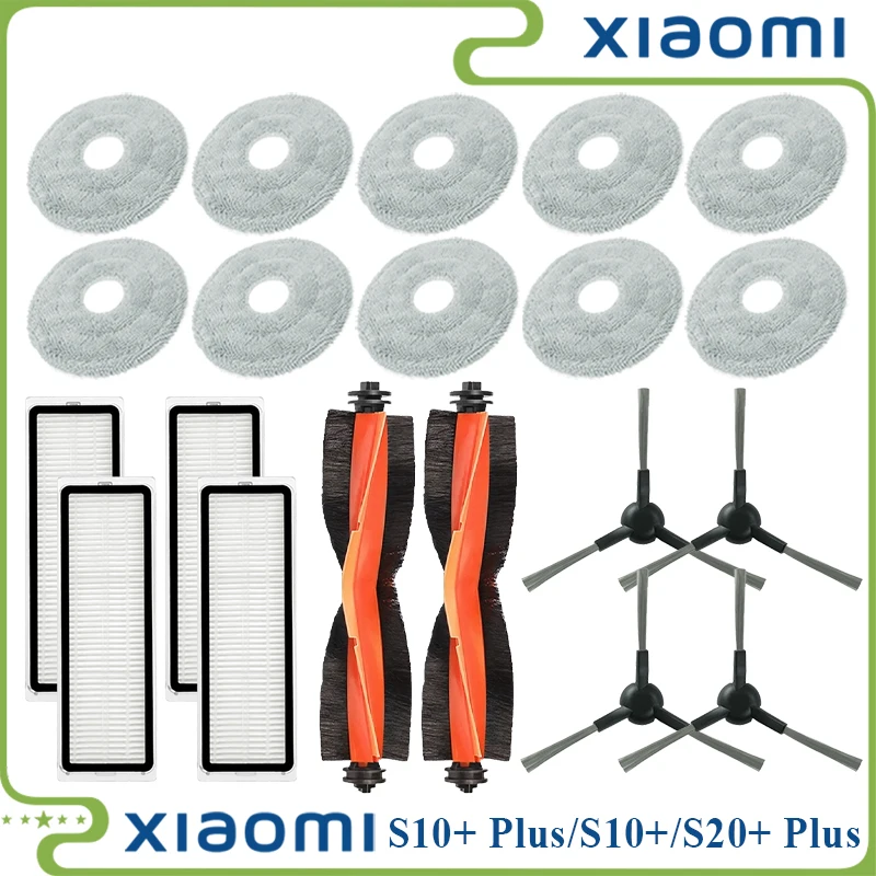 For Xiaomi Robot Vacuum S10+ Plus B105 / S20+ Plus B108GL Parts Main Roller Side Brush Hepa Filter Mop Cloth Accessories