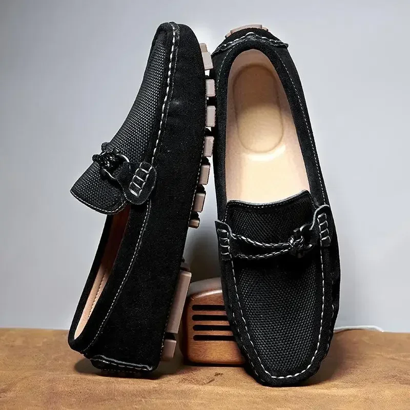 Chaussures d'été en cuir véritable pour hommes, respirantes, décontractées, souples, astronomiques, à enfiler, paresseuses