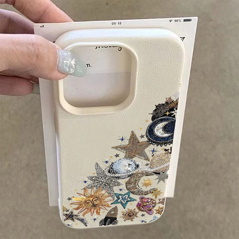 宇宙柄ライチテクスチャiPhoneケース iPhone 17 11 13 14 12 15 16 Pro Max XS X XR 7 8 Plus対応 耐衝撃バンパーカバー