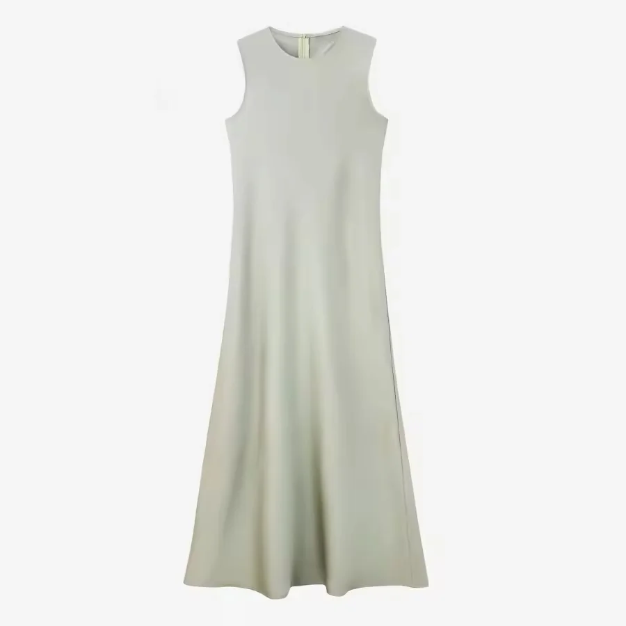 Summer Women Fashion Long Dress Elegance Soft Silk Satin Vest Dress Knitted Top Match Set Maxi Length Woman Chic Dress Set