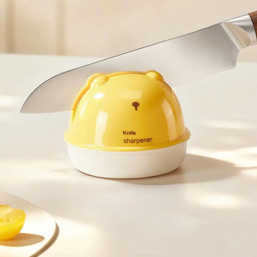 

Cute Mini Knife Sharpener with Stable Vacuum Suction Cup,Quick Sharpening Tool for Kitchen and Camping