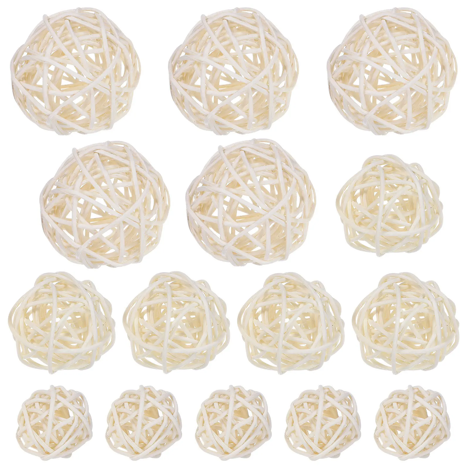 

15Pcs Handcrafted Wicker Ball Set 3Cm 4Cm 5Cm Rustic Decorative Filler for Vase Wedding Table Christmas Decoration Home Garden