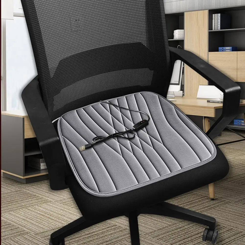 Heated Seat Cushion USB 5V Powered Rapid Warmth in 60 Seconds Non Slip Base for Car Office Chair Grey