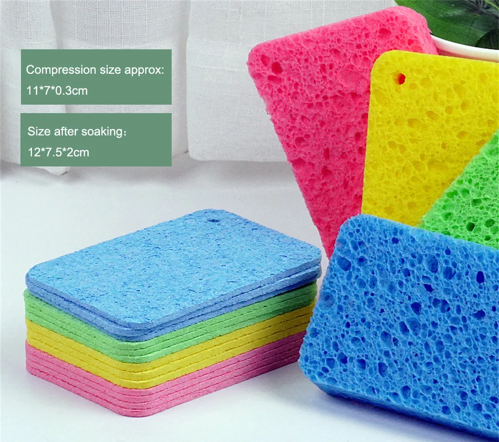 Compressed wood pulp Cotton Cleaning sponge blocks Magic wipe away stains natural wood pulp dish cloths kitchen cleaning supplie