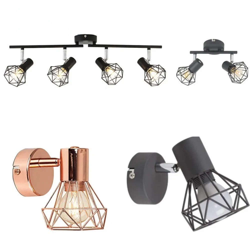 2 Heads Led Spotlight Surface Mounted Fixture Black Foco Ceiling Lamp for Living Room Kitchen Home Decor Lighting Set