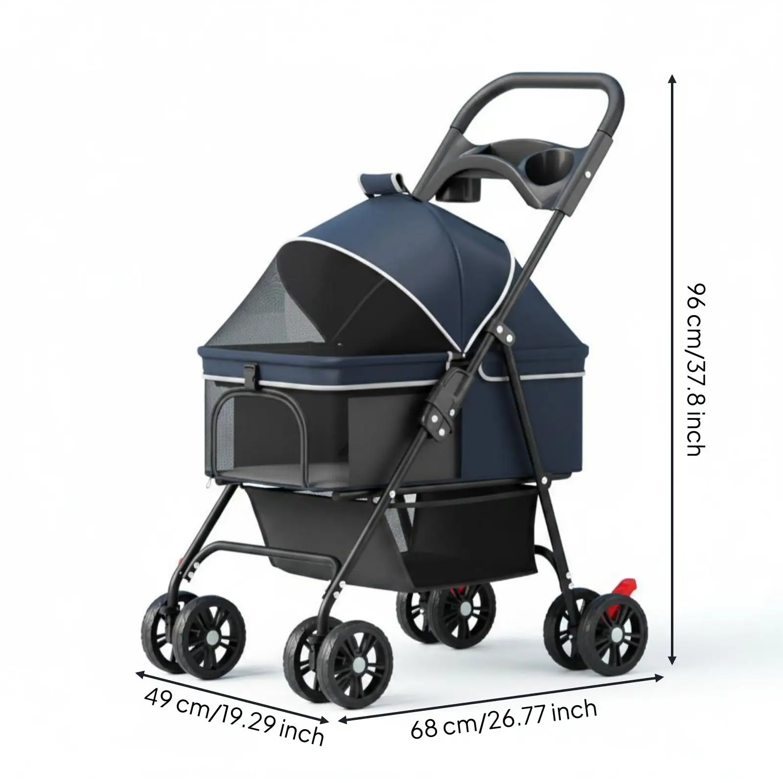 Foldable Pet Transport Cart Carrier for Small Dogs Cats Portable Rolling Travel Cart with Detachable Carrier Bag Oxford Cloth Foldable Pet Transport Cart Carrier for Small Dogs Cats Portable Rolling Travel Cart with Detachable Carrier Bag Oxford Cloth