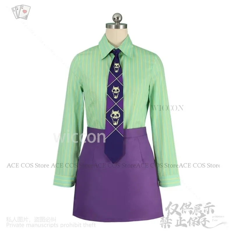 NewAnime أنثى كيرا Yoshikage Genderswap زي تأثيري أنيمي جو الأرجواني مثير OL معطف قميص تنورة التعادل دعوى القاتل1;s'6,y;9'b,5; #5